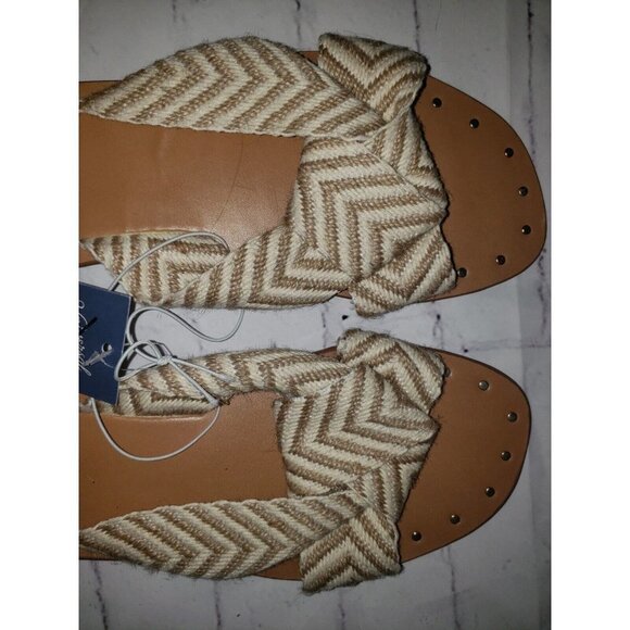 UNIVERSAL Thread Women's Louise Chevron Print Knotted Slide Sandals Tan Size 6.5 - Picture 4 of 4